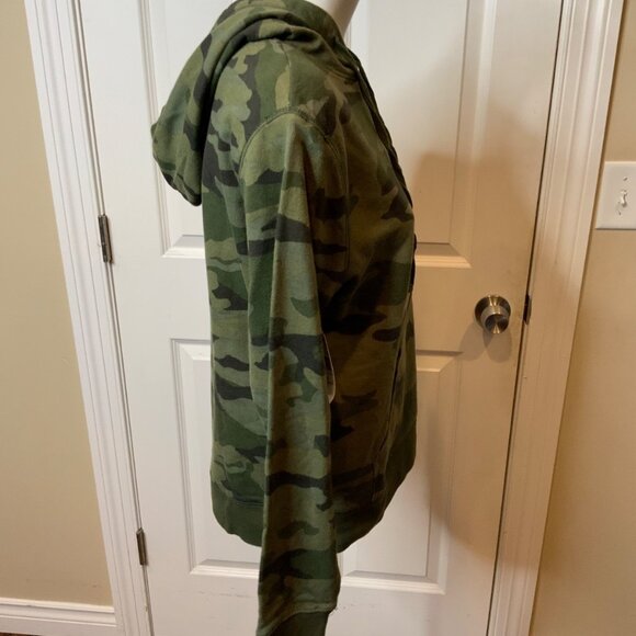 J.Crew Green Camo Long Sleeve Hoodie Sweatshirt, Size Medium - Picture 2 of 5
